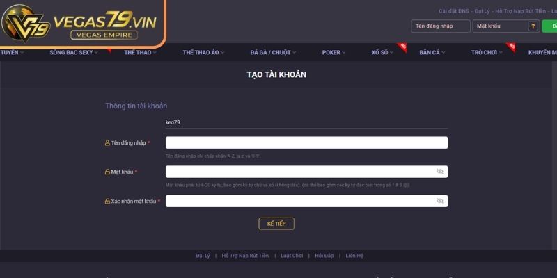 Mách anh em các bước chi tiết để đăng ký Vegas79

